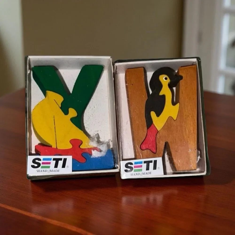 Set of 7 Seti Wooden Puzzles Letters, Holidays, Animals
